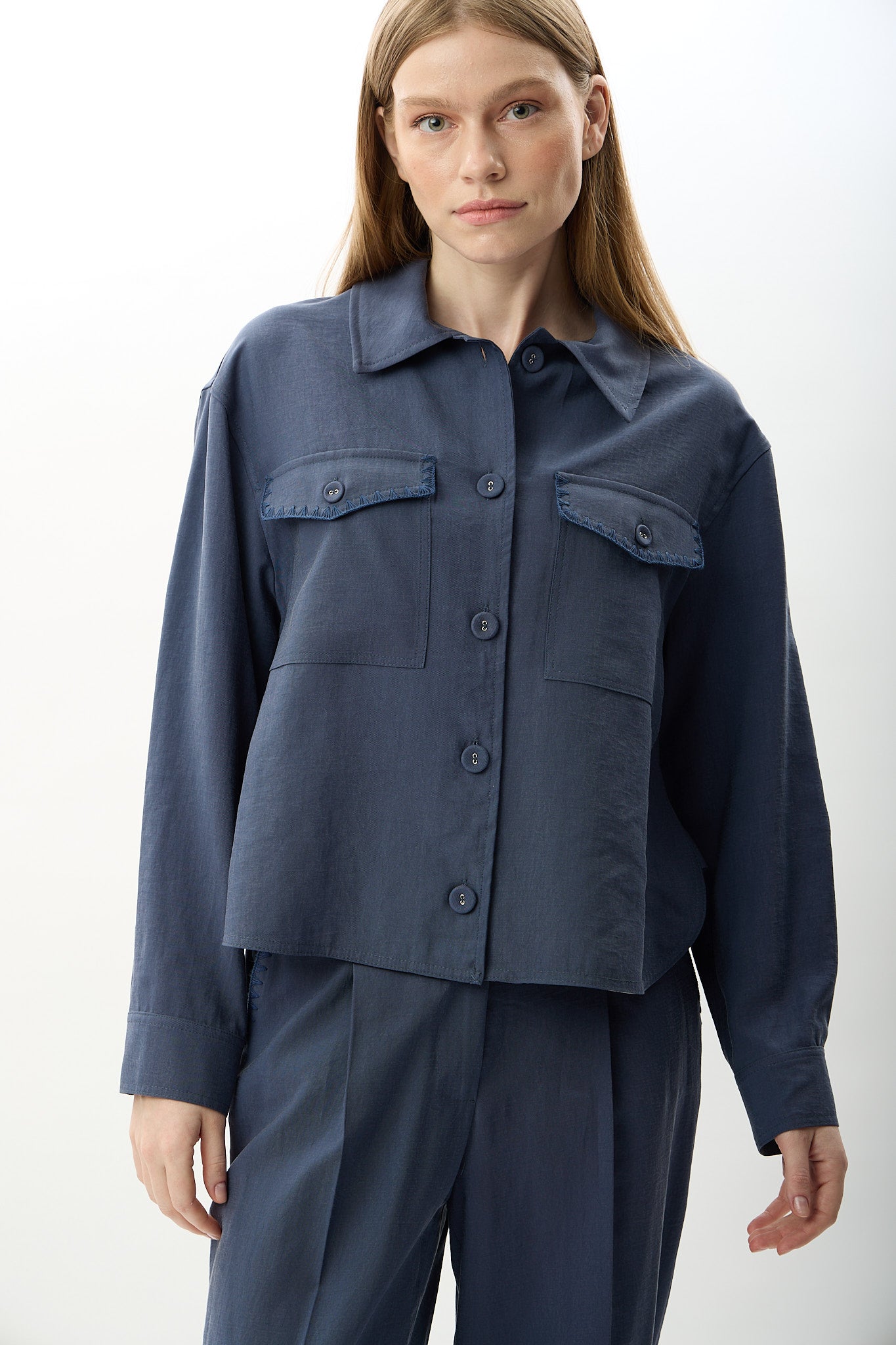 Diagonal-Gömlek Yaka Kısa Ceket-Ceket-8-Milagron.com