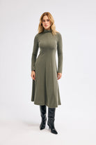 Diagonal-Haki Elbise-Elbise-2-Milagron.com