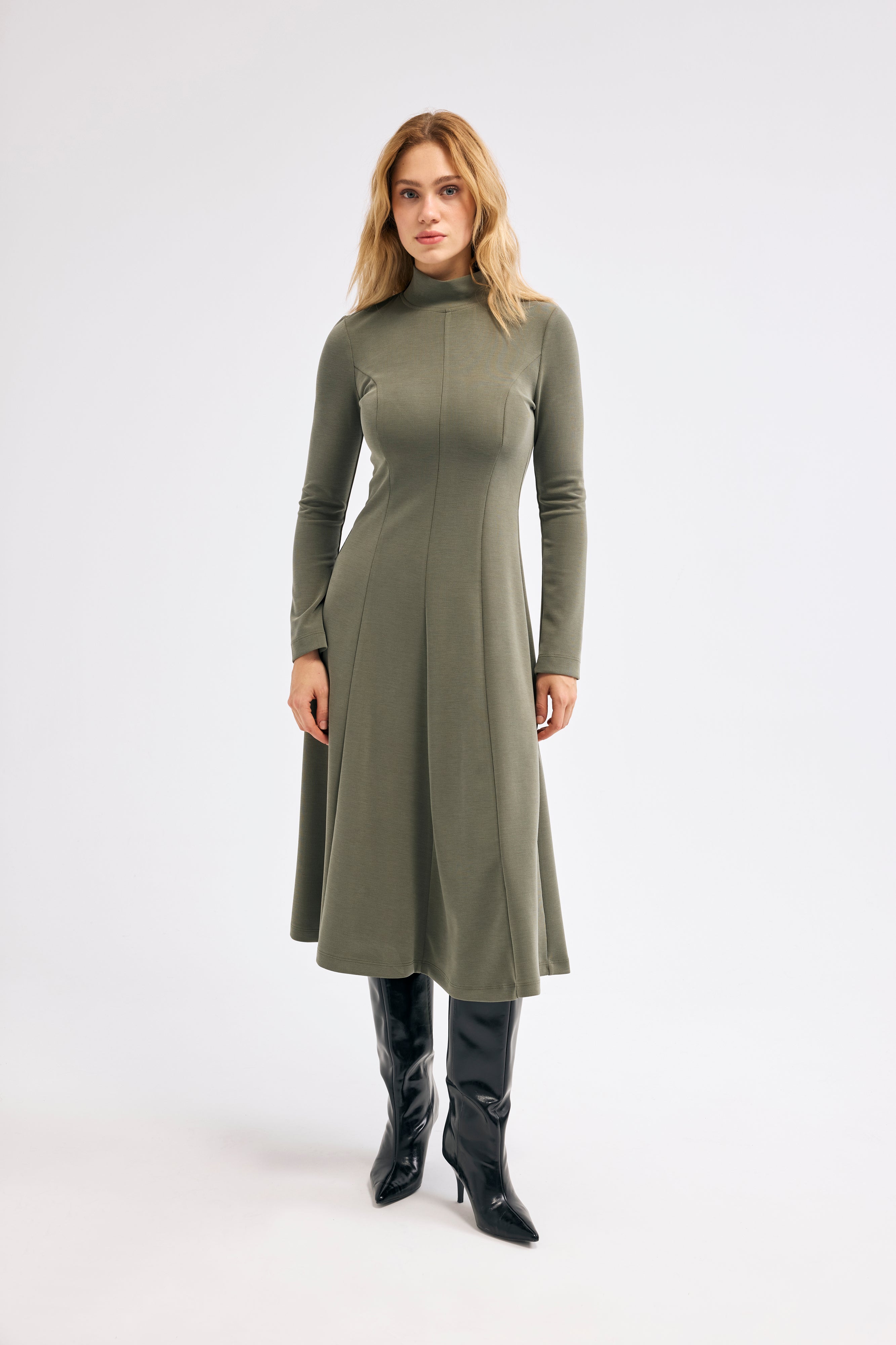 Diagonal-Haki Elbise-Elbise-2-Milagron.com