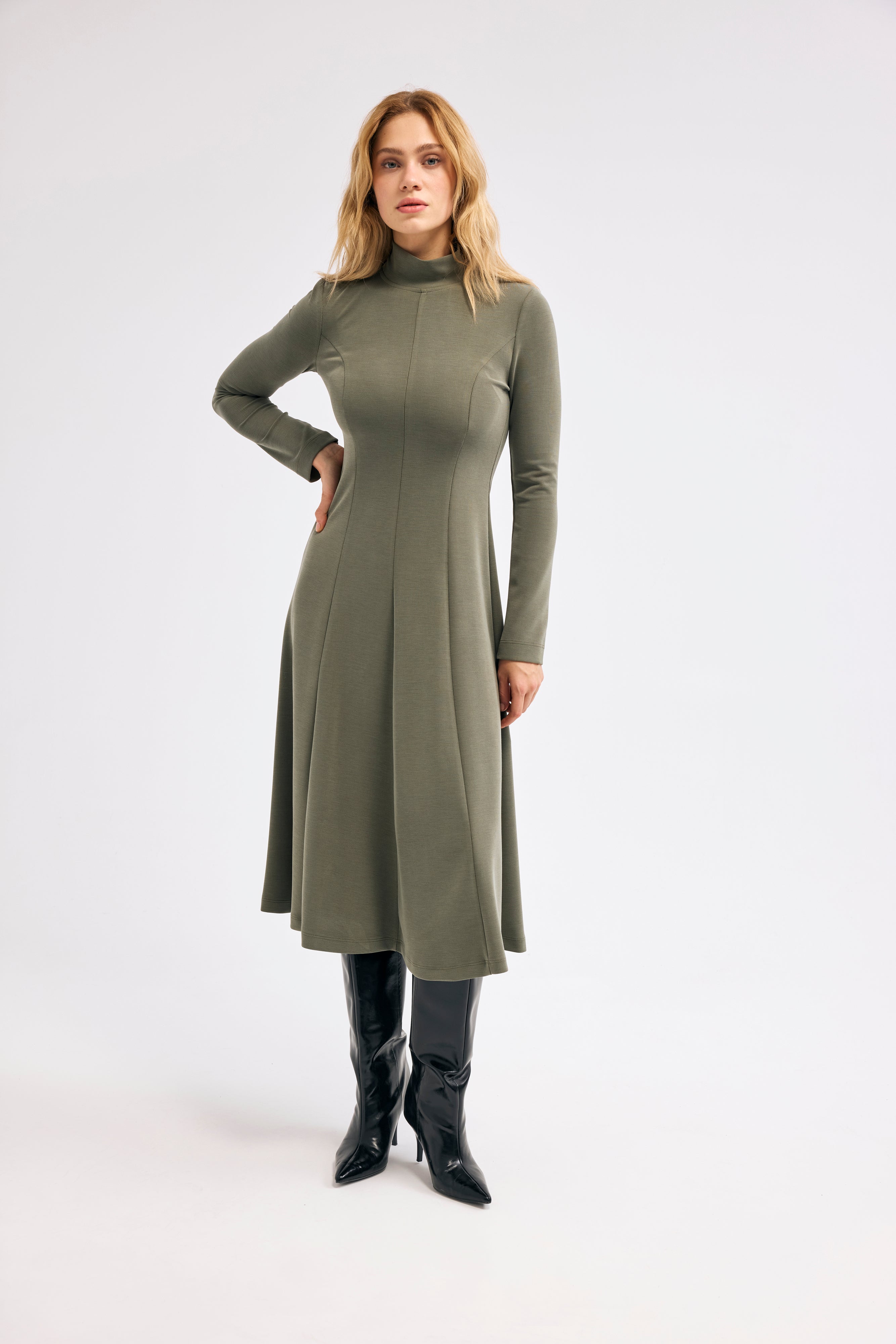 Diagonal-Haki Elbise-Elbise-5-Milagron.com