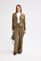 Diagonal-Yandan Cepli Kargo Pantolon (Haki)-PANTOLON-4-Milagron.com