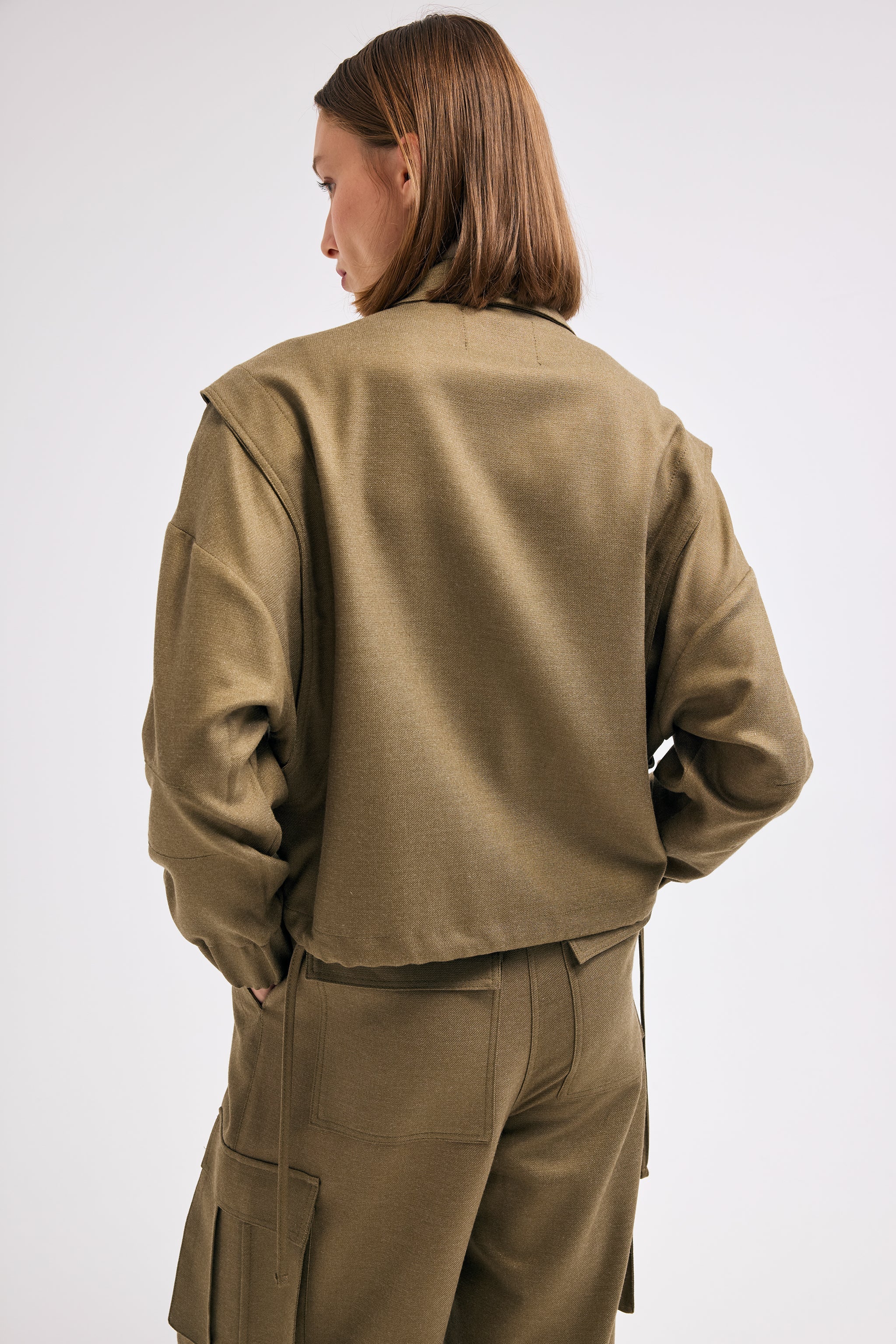 Diagonal-Yandan Cepli Kargo Pantolon (Haki)-PANTOLON-7-Milagron.com