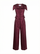 Halter Yaka Düğme Detaylı Bluz Bordo
