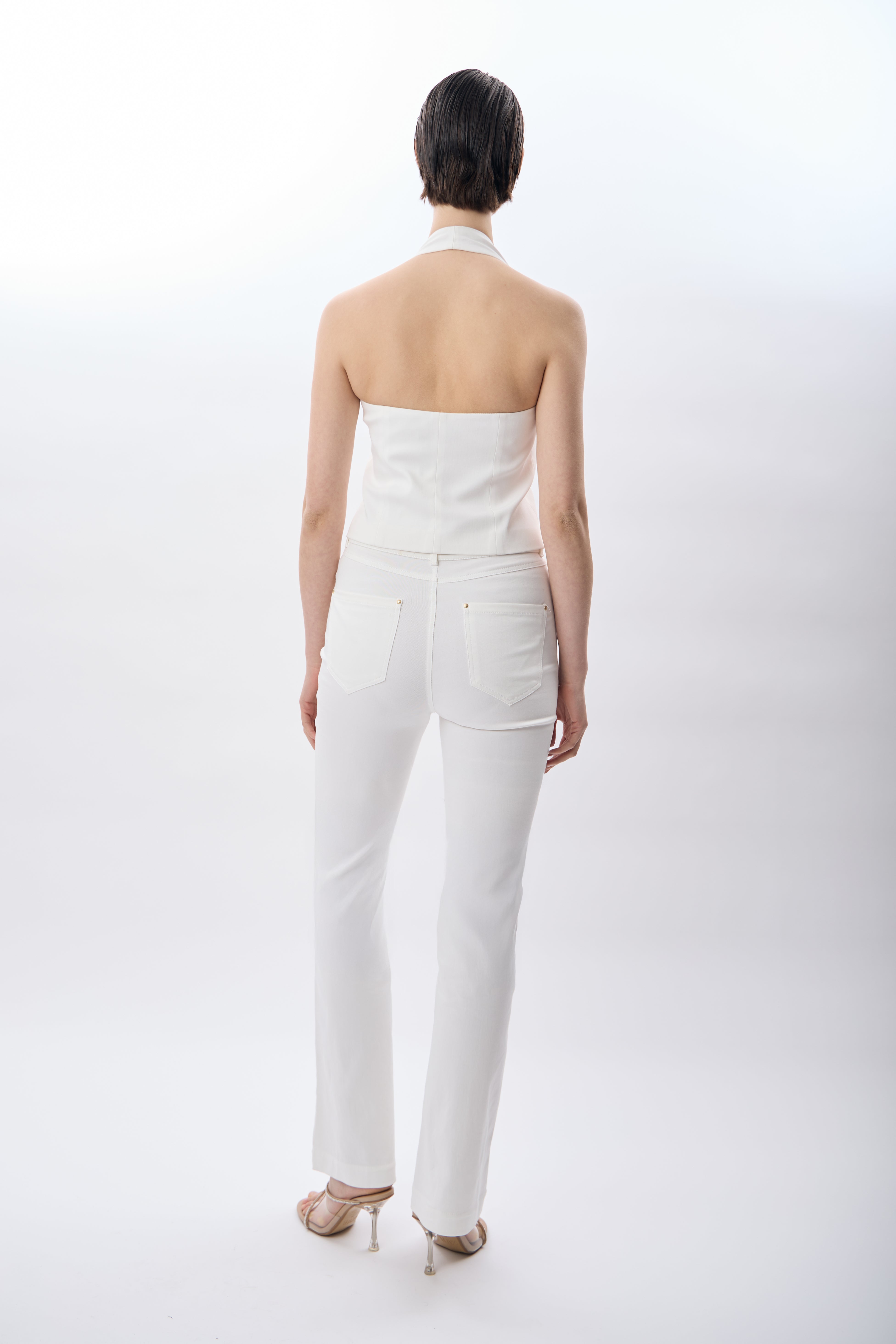 Diagonal-Halter Yaka Düğmeli Yelek-Yelek-4-Milagron.com