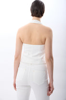 Diagonal-Halter Yaka Düğmeli Yelek-Yelek-7-Milagron.com