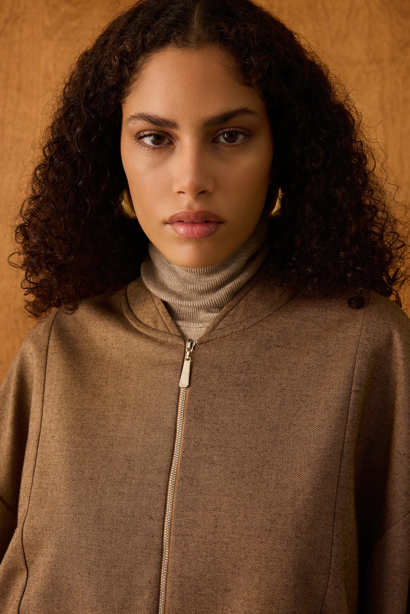 Diagonal-Kahverengi Fermuarlı Bomber Ceket-Ceket-2-Milagron.com