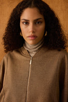 Diagonal-Kahverengi Fermuarlı Bomber Ceket-Ceket-2-Milagron.com