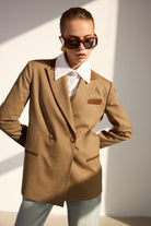 Diagonal-Kahverengi Kruvaze Blazer Ceket-Ceket-6-Milagron.com