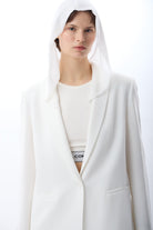 Diagonal-Kapüşonlu Blazer Ceket (Ekru)-CEKET-5-Milagron.com