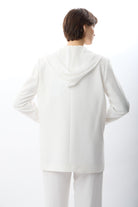Diagonal-Kapüşonlu Blazer Ceket (Ekru)-CEKET-8-Milagron.com