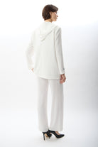 Diagonal-Kapüşonlu Blazer Ceket (Ekru)-CEKET-9-Milagron.com