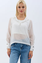Diagonal-Kapüşonlu Bluz (Ekru)-BLUZ-1-Milagron.com