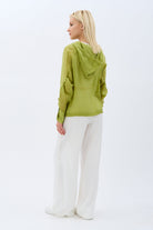 Diagonal-Kapüşonlu Bluz (Yeşil)-BLUZ-10-Milagron.com