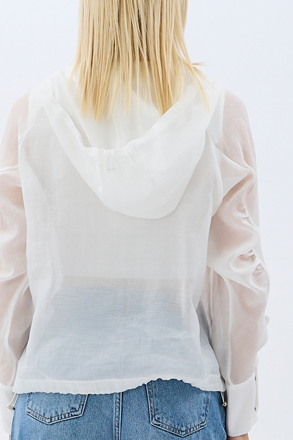 Diagonal-Kapüşonlu Bluz (Ekru)-BLUZ-4-Milagron.com