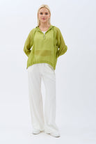 Diagonal-Kapüşonlu Bluz (Yeşil)-BLUZ-4-Milagron.com