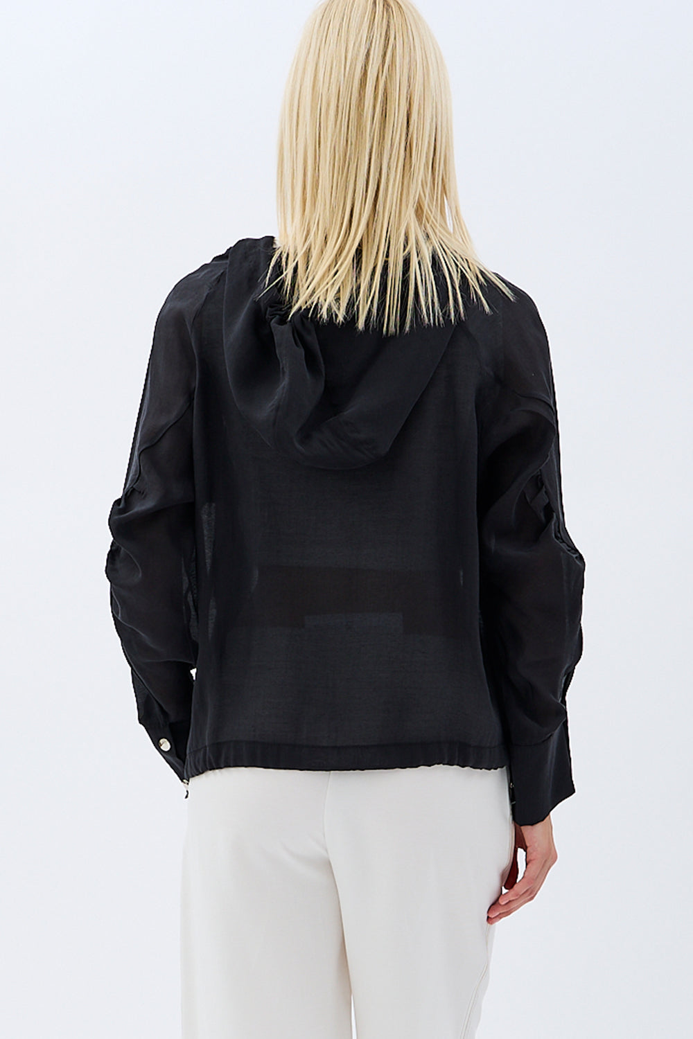 Diagonal-Kapüşonlu Bluz (Siyah)-BLUZ-7-Milagron.com