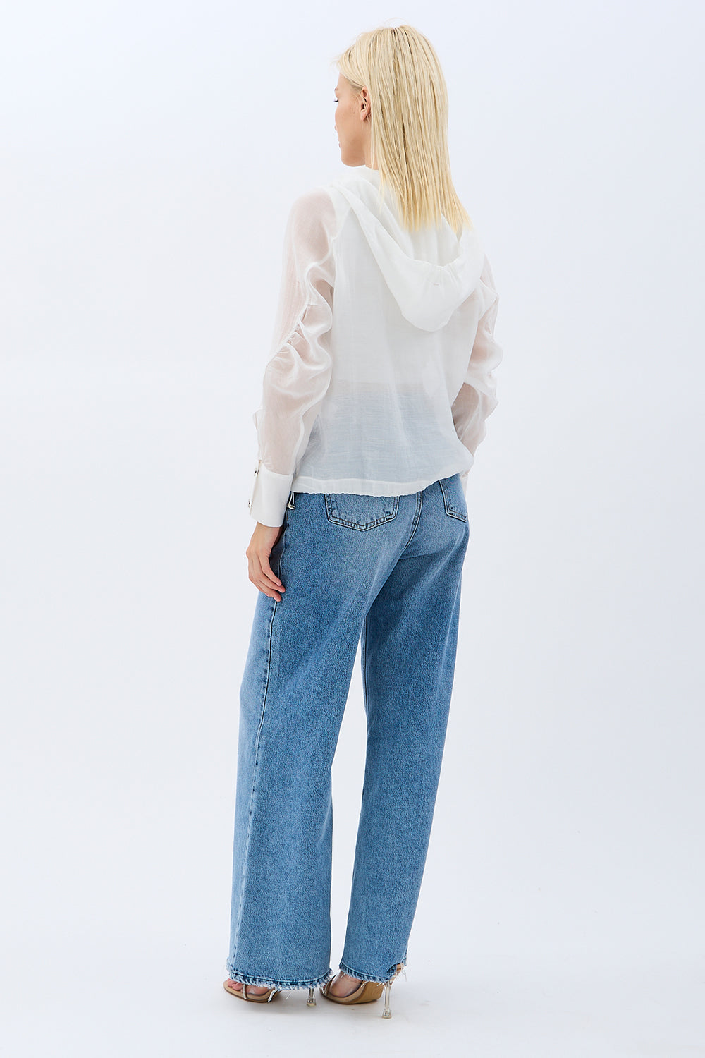 Diagonal-Kapüşonlu Bluz (Ekru)-BLUZ-8-Milagron.com