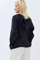 Diagonal-Kapüşonlu Bluz (Siyah)-BLUZ-8-Milagron.com