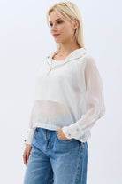 Diagonal-Kapüşonlu Bluz (Ekru)-BLUZ-9-Milagron.com