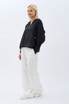 Diagonal-Kapüşonlu Bluz (Siyah)-BLUZ-9-Milagron.com