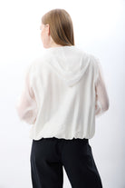 Diagonal-Kapüşonlu İnce Sweatshirt Gömlek (Beyaz)-GÖMLEK-2-Milagron.com