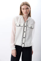 Diagonal-Kapüşonlu İnce Sweatshirt Gömlek (Beyaz)-GÖMLEK-9-Milagron.com