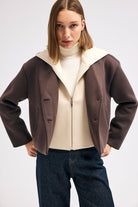 Diagonal-Kapüşonlu Ceket (Kahverengi)-CEKET-4-Milagron.com