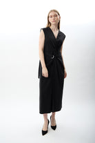 Diagonal-Kemer Detaylı Uzun Elbise-Elbise-5-Milagron.com