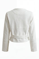 Kemerli Crop Ceket Ekru