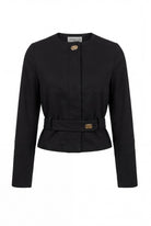 Kemerli Crop Ceket Siyah
