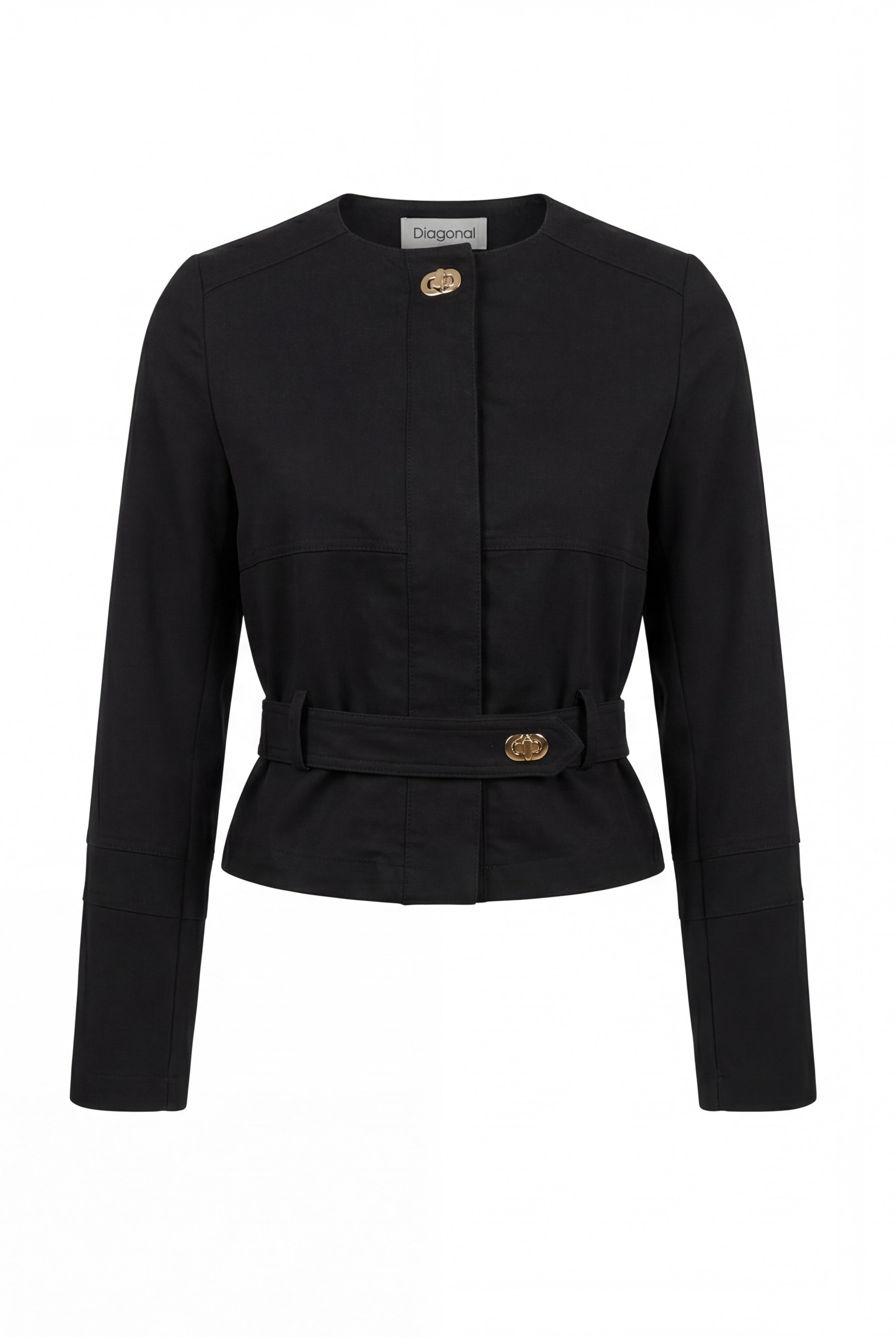 Kemerli Crop Ceket Siyah