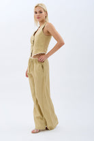 Diagonal-Keten Pantolon (Bej)-PANTOLON-12-Milagron.com