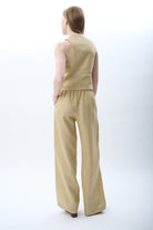 Diagonal-Keten Pantolon (Bej)-PANTOLON-17-Milagron.com