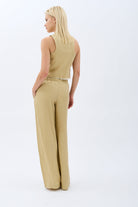 Diagonal-Keten Pantolon (Bej)-PANTOLON-4-Milagron.com