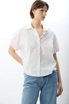 Diagonal-Kısa Kollu Crop Gömlek-Gömlek-3-Milagron.com