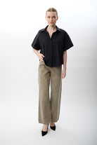 Diagonal-Kısa Kollu Crop Gömlek-Gömlek-3-Milagron.com