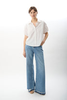 Diagonal-Kısa Kollu Crop Gömlek-Gömlek-7-Milagron.com