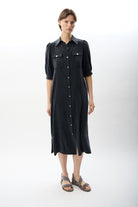 Diagonal-Kısa Kollu Gömlek Elbise-Elbise-1-Milagron.com