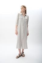 Diagonal-Kısa Kollu Gömlek Elbise-Elbise-1-Milagron.com