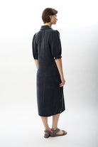 Diagonal-Kısa Kollu Gömlek Elbise-Elbise-3-Milagron.com