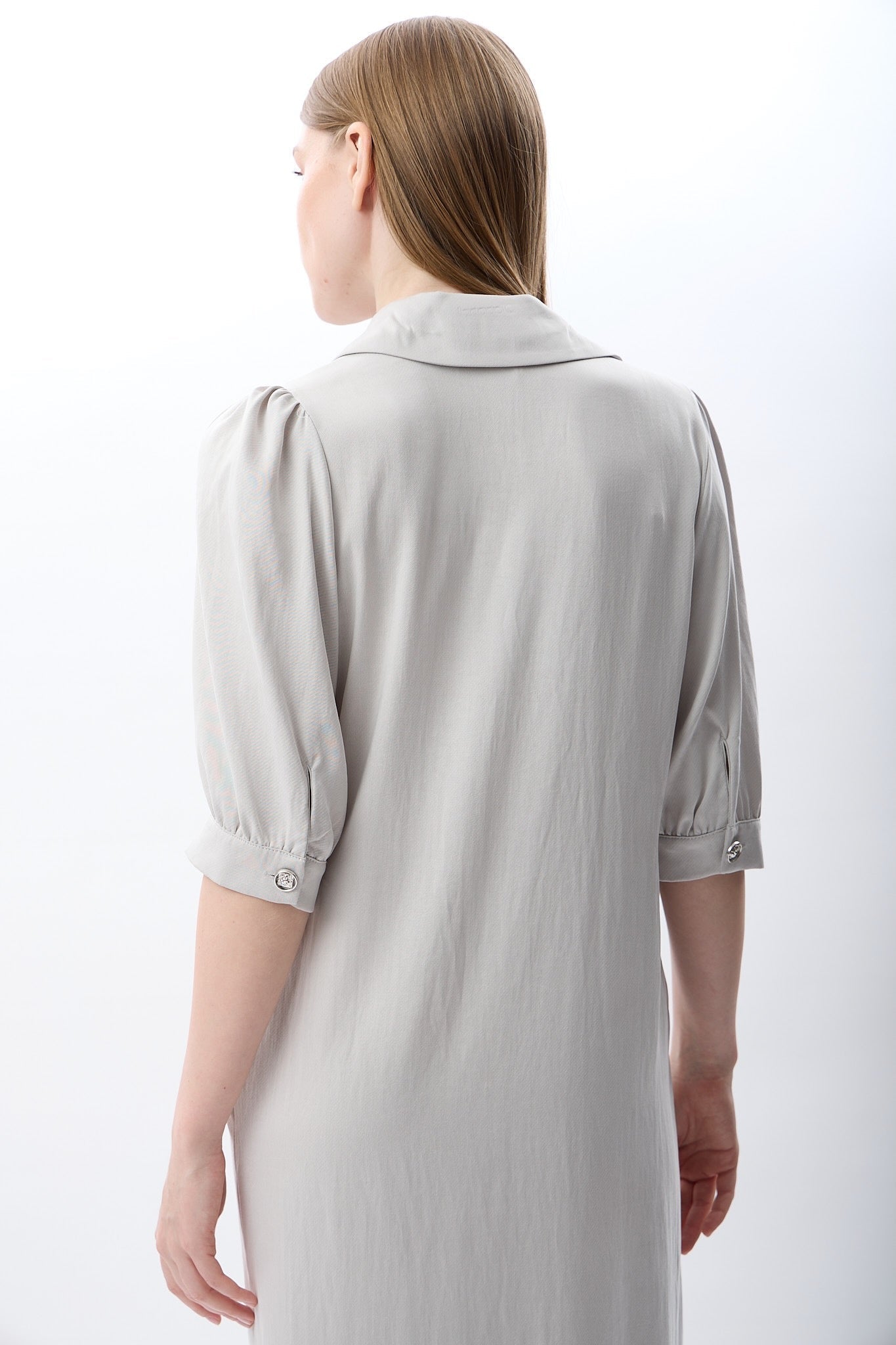 Diagonal-Kısa Kollu Gömlek Elbise-Elbise-3-Milagron.com