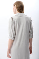 Diagonal-Kısa Kollu Gömlek Elbise-Elbise-3-Milagron.com