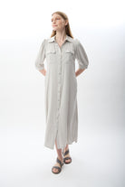 Diagonal-Kısa Kollu Gömlek Elbise-Elbise-4-Milagron.com