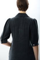 Diagonal-Kısa Kollu Gömlek Elbise-Elbise-5-Milagron.com