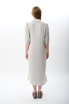 Diagonal-Kısa Kollu Gömlek Elbise-Elbise-5-Milagron.com