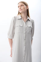 Diagonal-Kısa Kollu Gömlek Elbise-Elbise-6-Milagron.com