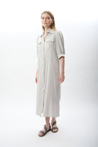 Diagonal-Kısa Kollu Gömlek Elbise-Elbise-7-Milagron.com