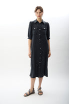 Diagonal-Kısa Kollu Gömlek Elbise-Elbise-8-Milagron.com