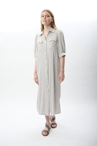 Diagonal-Kısa Kollu Gömlek Elbise-Elbise-8-Milagron.com