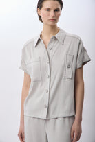 Diagonal-Kısa Kollu Kapak Cepli Gömlek-Gömlek-3-Milagron.com